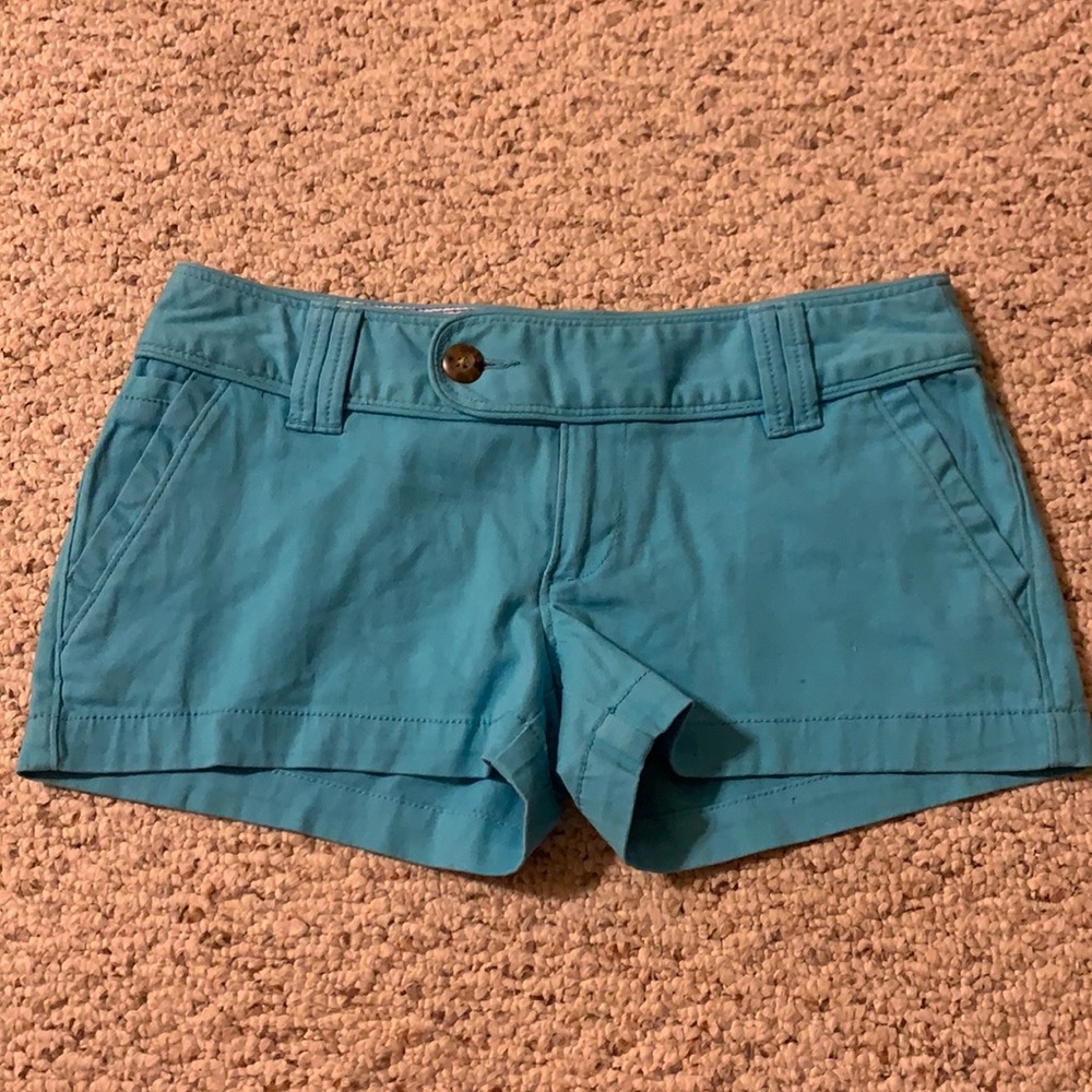 Teal blue khaki dress shorts